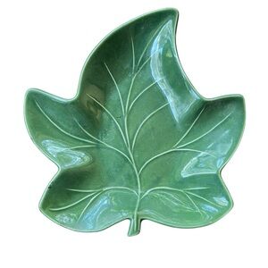 Vtg Hall USA Leaf Plate Green Dish